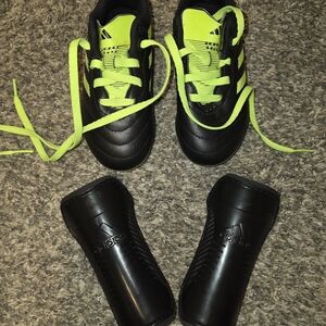 adidas Kids Black Sneakers with Neon Yellow-Green Accents